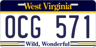 WV license plate OCG571