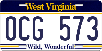 WV license plate OCG573