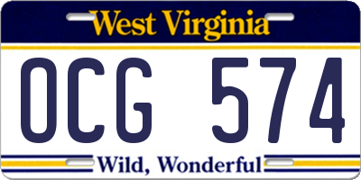 WV license plate OCG574