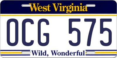 WV license plate OCG575
