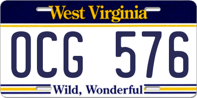 WV license plate OCG576