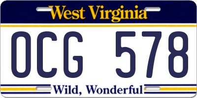 WV license plate OCG578