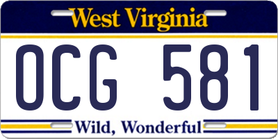 WV license plate OCG581