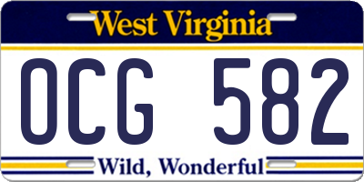 WV license plate OCG582