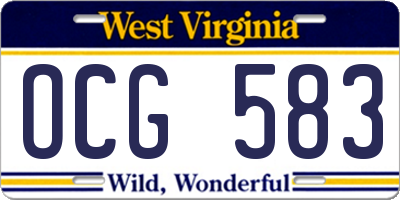 WV license plate OCG583