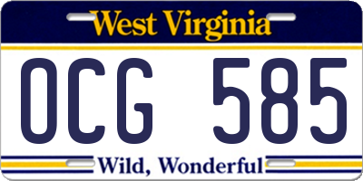 WV license plate OCG585
