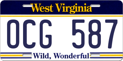 WV license plate OCG587