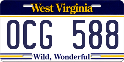 WV license plate OCG588