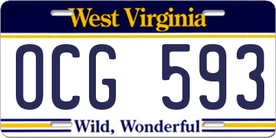 WV license plate OCG593