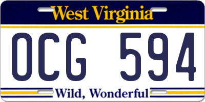 WV license plate OCG594