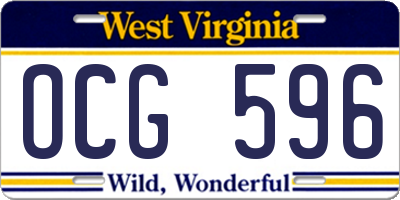 WV license plate OCG596