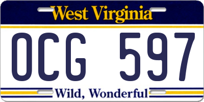 WV license plate OCG597