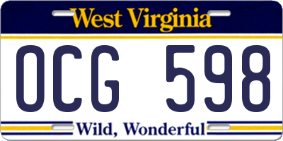 WV license plate OCG598