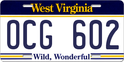 WV license plate OCG602