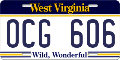 WV license plate OCG606