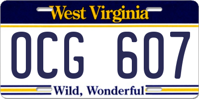 WV license plate OCG607
