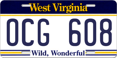 WV license plate OCG608