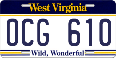 WV license plate OCG610