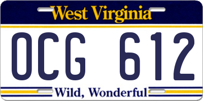 WV license plate OCG612