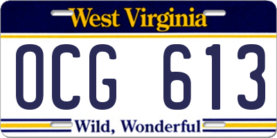 WV license plate OCG613