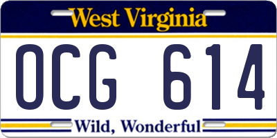 WV license plate OCG614