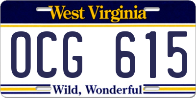 WV license plate OCG615