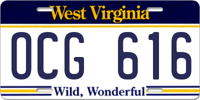 WV license plate OCG616