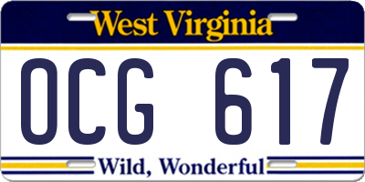 WV license plate OCG617