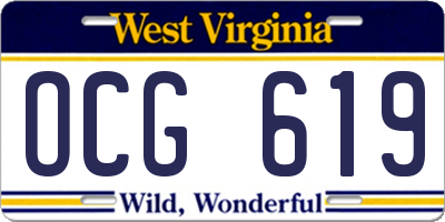 WV license plate OCG619