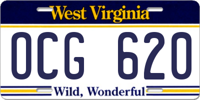 WV license plate OCG620