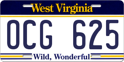 WV license plate OCG625