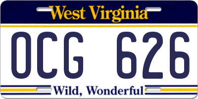 WV license plate OCG626