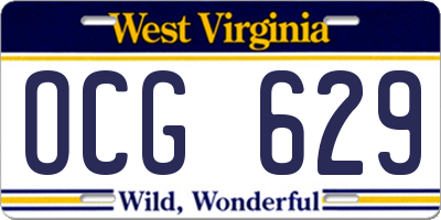 WV license plate OCG629