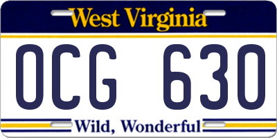 WV license plate OCG630