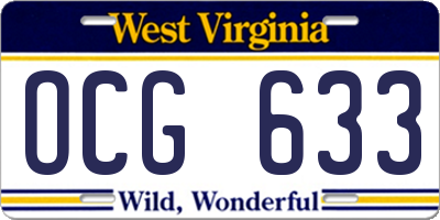WV license plate OCG633