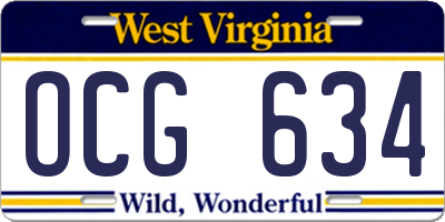 WV license plate OCG634