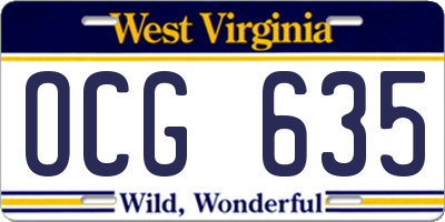 WV license plate OCG635