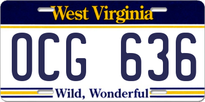WV license plate OCG636