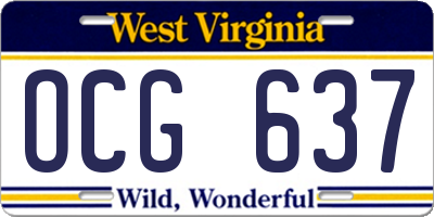 WV license plate OCG637