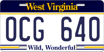 WV license plate OCG640
