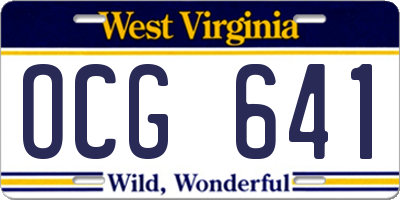 WV license plate OCG641