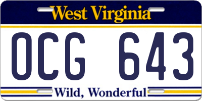 WV license plate OCG643