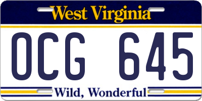 WV license plate OCG645