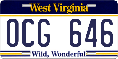 WV license plate OCG646