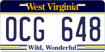WV license plate OCG648