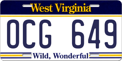 WV license plate OCG649