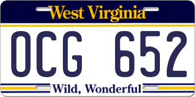 WV license plate OCG652