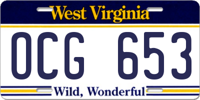 WV license plate OCG653