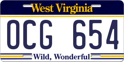 WV license plate OCG654