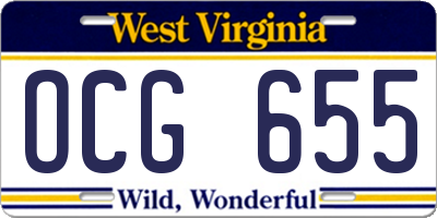 WV license plate OCG655
